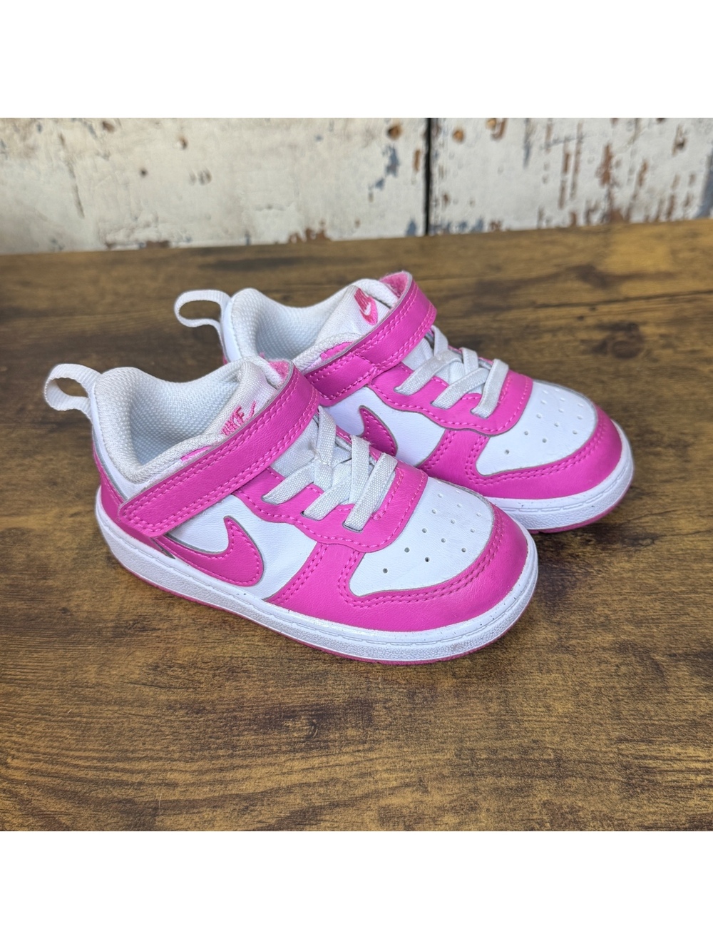 Nike Court Borough Low Recraft Sneakers Toddler White Fuchsia Pink size 7C